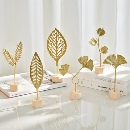 6-Piece Metal Leaf Table Decor Set – Modern Shelf & Desk Accents for Living Room, Entryway & Bar Cabinet