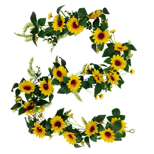 6.4 Ft Artificial Sunflower Garland 6 Pcs Silk Flower Runner DIY Decoration