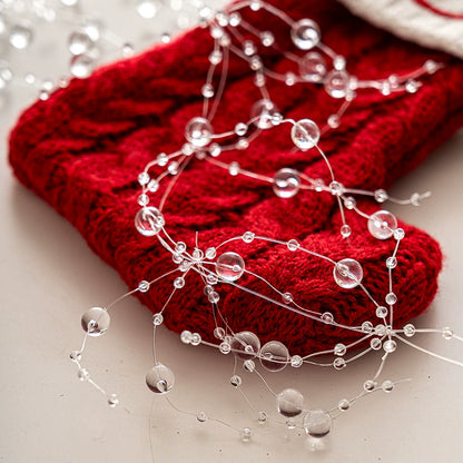 6.66-ft Sparkle Bead Garland – DIY Round Pearl Strand for Christmas Tree, Wreath & Gift Wrap