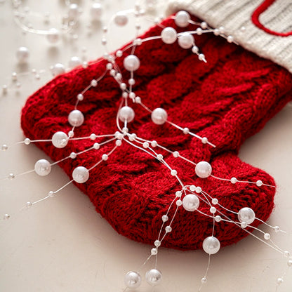 6.66-ft Sparkle Bead Garland – DIY Round Pearl Strand for Christmas Tree, Wreath & Gift Wrap