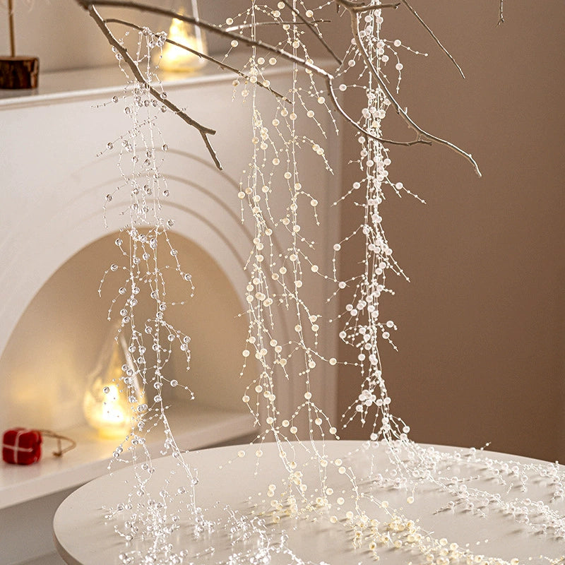 6.66-ft Sparkle Bead Garland – DIY Round Pearl Strand for Christmas Tree, Wreath & Gift Wrap