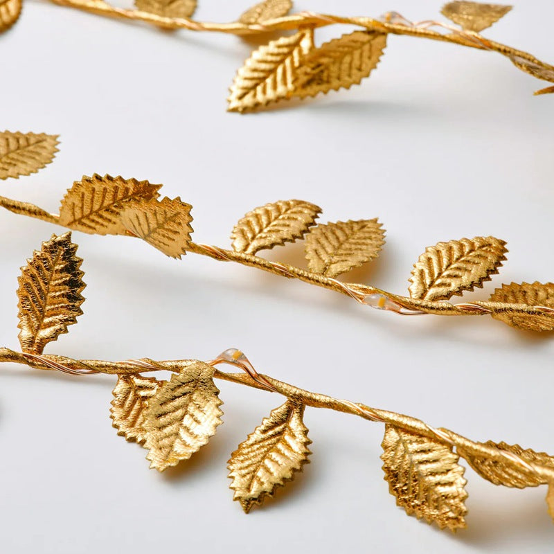 6.56ft (2M) Golden Yellow Leaf LED String Lights, Modern Design, Bulk Set, No Battery Needed