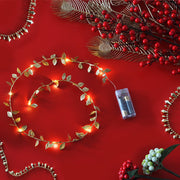 6.56ft (2M) Golden Yellow Leaf LED String Lights, Modern Design, Bulk Set, No Battery Needed