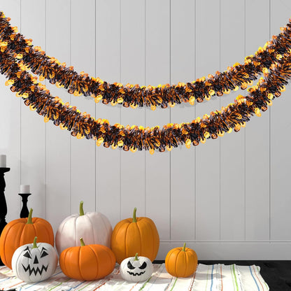 Bulk 5 pcs Halloween Pumpkin and Ghost Garland for Party Decorations 78.7 inches Dense Tinsel Streamer Wholesale