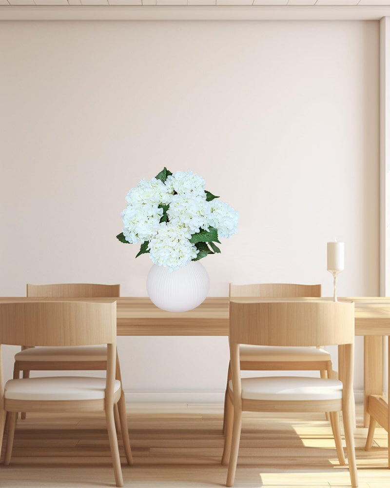 6 Pcs Silk Hydrangea Bouquets Blue 12 Inch Artificial Flowers for Wedding Home Decor