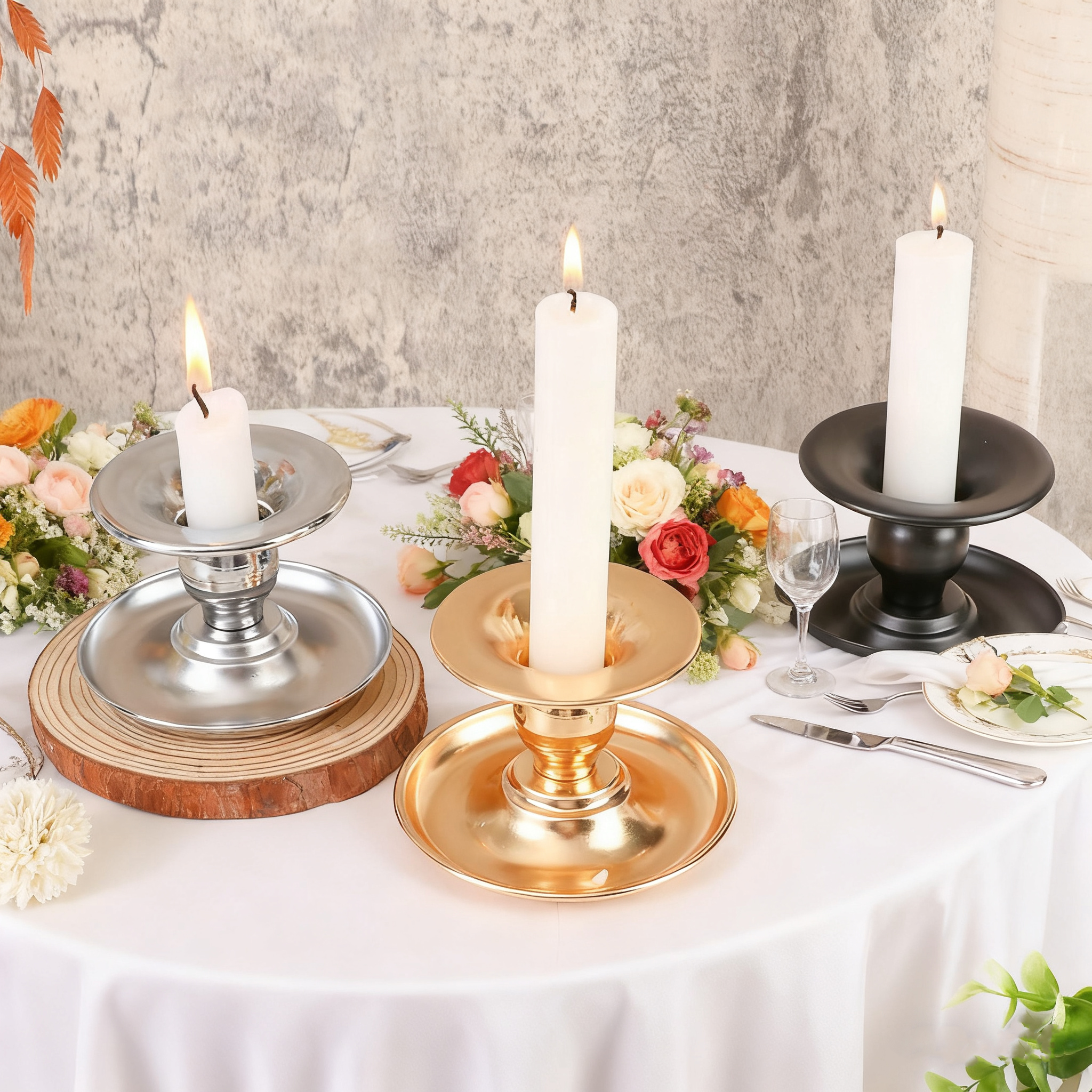 European Iron Candle Holders 2 Pack - Vintage Centerpiece for Wedding Home Decor & Scented Candles