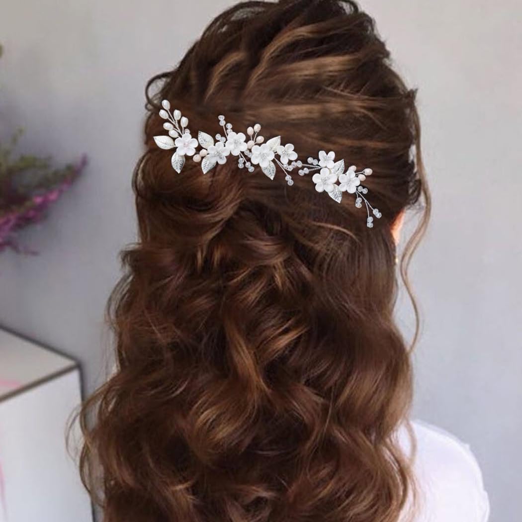 Bulk 3 Pcs Floral Hair Pins 2025 Pearl Rhinestones Bridal Accessories Hypoallergenic for Outdoor Boho Wedding Bridesmaids Wholesale