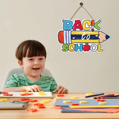 Bulk Cute Pencil Design Wooden Sign 11.81” x 7.48” Back to School Classroom Wall Decor Gift for Teachers Students Wholesale