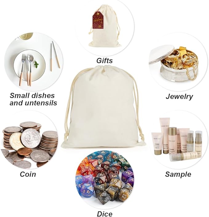 Bulk 20 Pcs Gift Bags 9.8 X 7.8 Inch Cotton Drawstring Bag for Jewelry Party Wedding Wholesale