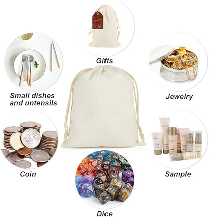 Bulk 20 Pcs Gift Bags 9.8 X 7.8 Inch Cotton Drawstring Bag for Jewelry Party Wedding Wholesale