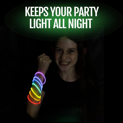 Bulk 100 PCS Ultra Bright Glow Sticks 8” 12 Hour Glow in the Dark Party Pack Waterproof Party Favors for Birthdays Weddings Halloween Camping Wholesale