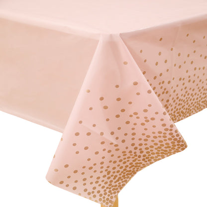 Bulk 4 Pack White and Gold Disposable Tablecloths 54x108 Inches Plastic Party Tablecloths for Engagement and Baptism Decorations Wholesale