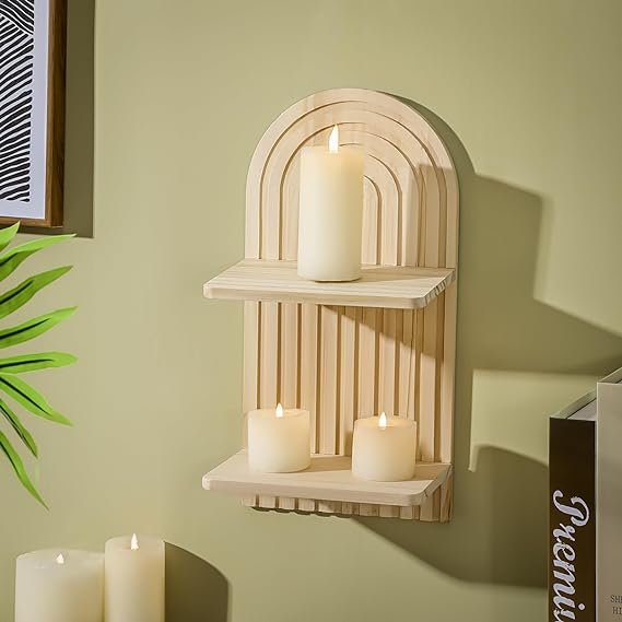 Bulk 15 Pcs Arch Candle Holders Boho Wooden Hanging Wall Shelves For Living Room Classroom Office Nursery Wall Decor Home Decor Wholesale