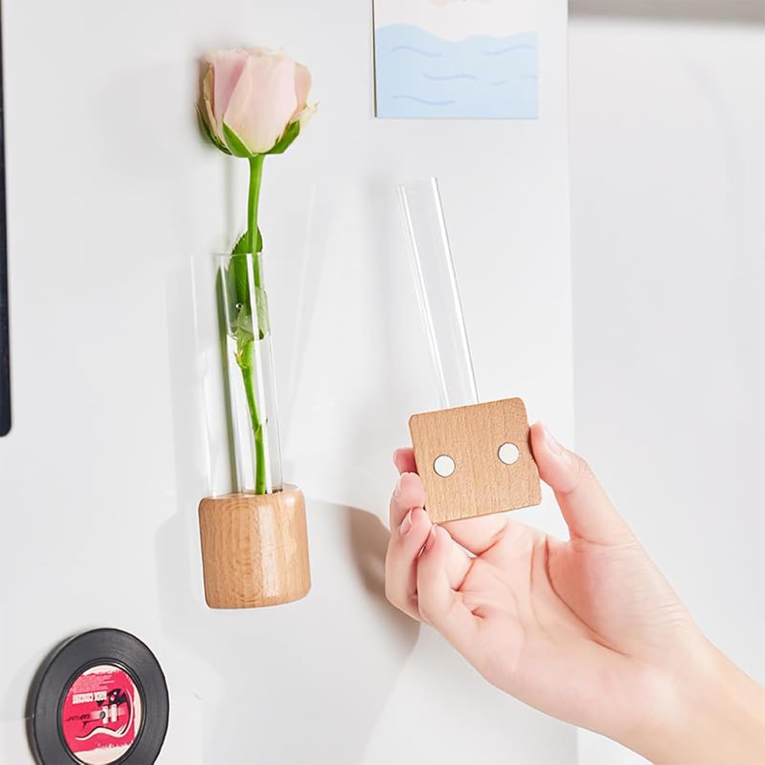 Premium Magnetic Plant Propagation Station 2-Pack Glass Test Tubes High-Quality Refrigerator Decor Indoor Gardening Clips