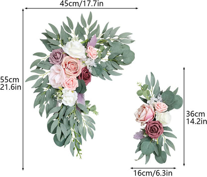 Premium 2 Pack Handcrafted Silk Roses Floral Swag Set Wedding Arch Decor Ceremony Signage HighQuality Arrangements