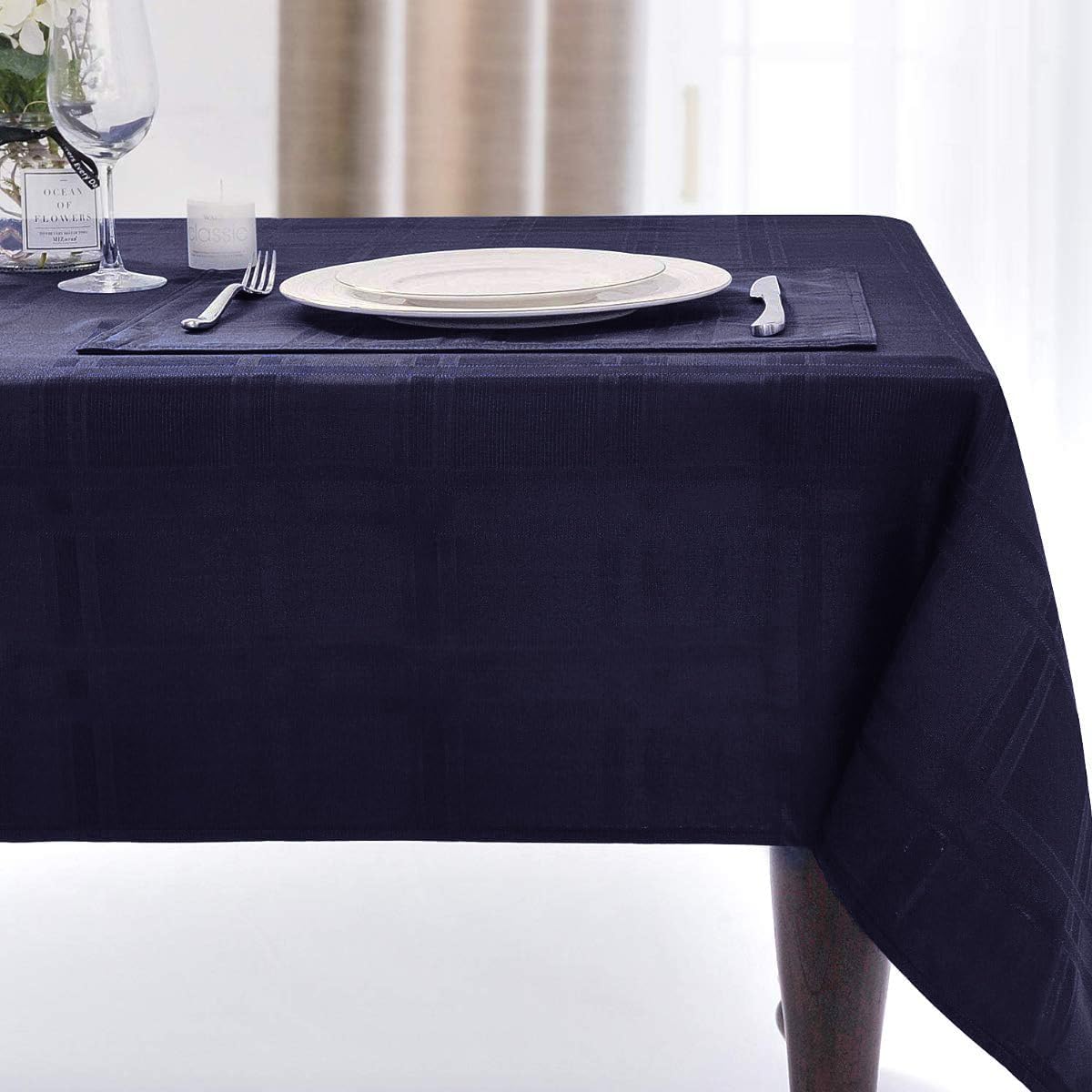 Bulk Solid Plaid Jacquard Spring Tablecloth Wrinkle and Water Resistant, Contemporary Woven Decorative Table Cover for Holiday Events Wholesale