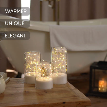 Bulk 3 Pcs LED Flickering Flameless Candle Light String Ideal Centerpiece Decor for Kitchen Coffee Tables Restaurants and Living Rooms Wholesale