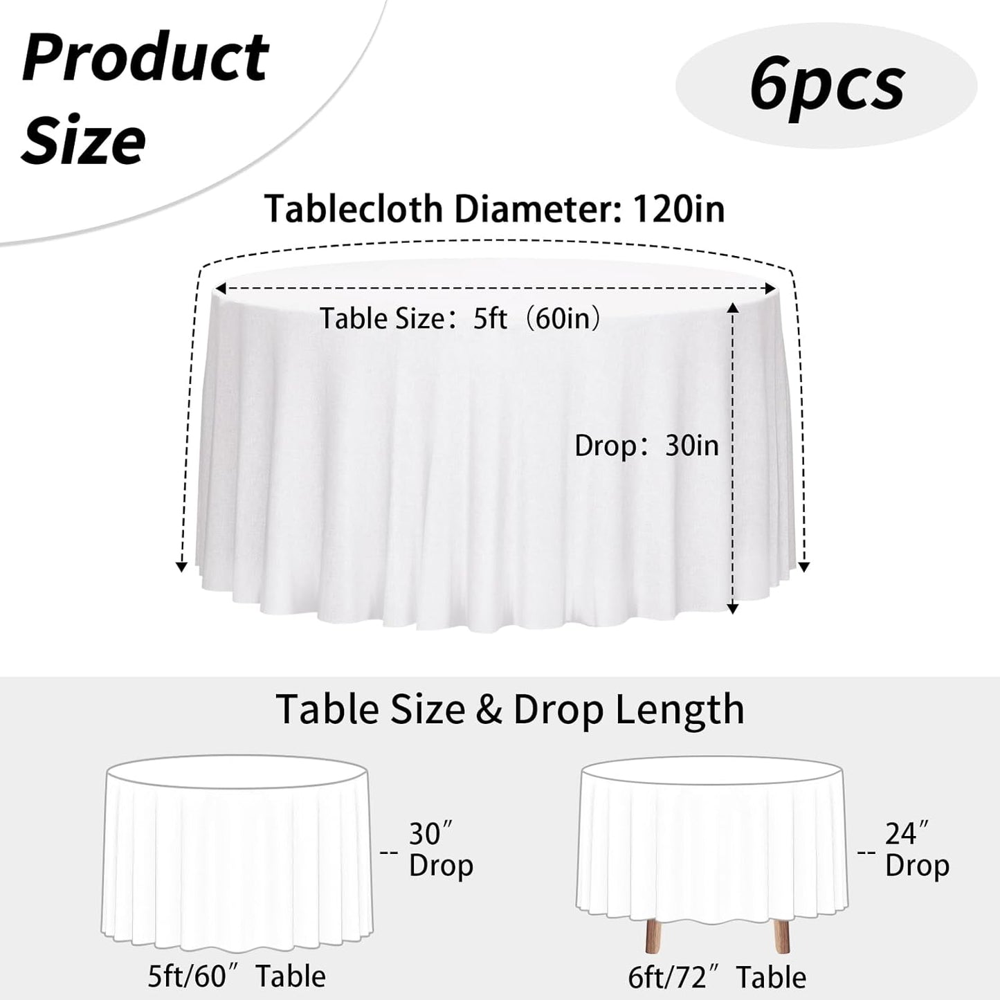 Bulk 3 Pcs Round Tablecloths Heavy Duty Polyester Washable Table Covers for Wedding Receptions Banquet Events & Birthday Parties Stain Resistant Spillproof Fabric for Dining Catering Wholesale
