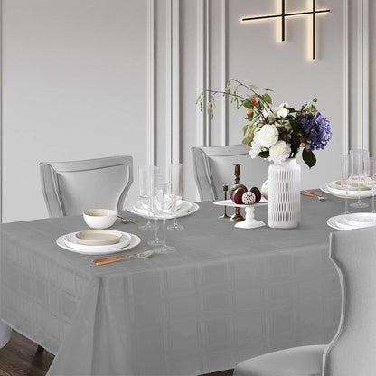 Bulk Solid Plaid Jacquard Spring Tablecloth Wrinkle and Water Resistant, Contemporary Woven Decorative Table Cover for Holiday Events Wholesale