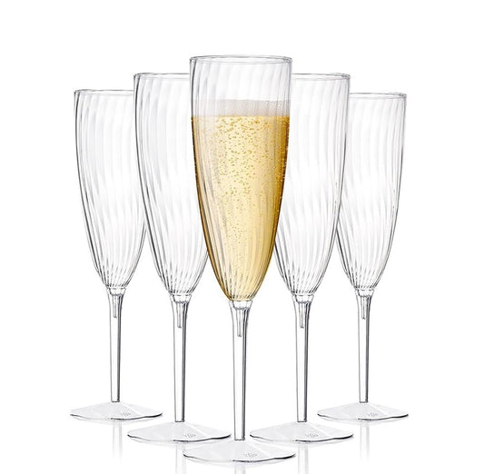 Bulk 8 Pcs Plastic Champagne Flute 6 Oz Clear Wine Glasses Wholesale