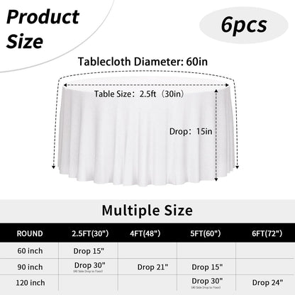 Bulk 3 Pcs Round Tablecloths Heavy Duty Polyester Washable Table Covers for Wedding Receptions Banquet Events & Birthday Parties Stain Resistant Spillproof Fabric for Dining Catering Wholesale