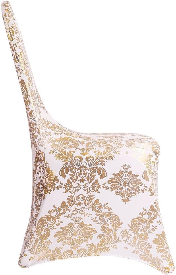 Bulk Golden Flower Print Brown Chair Cover Removable Washable Elastic Stretch Suitable for Banquets Weddings and Home Decor Wholesale