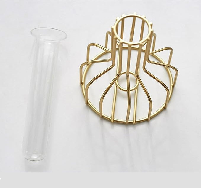 Bulk Clear Glass Test Tube Vase with Metal Frame Hollow Iron Vase for Wedding Living Room Home Table Centerpieces Decorations Wholesale