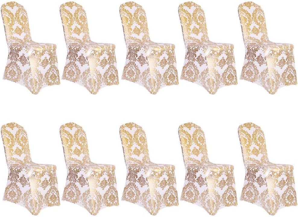 Bulk Golden Flower Print Brown Chair Cover Removable Washable Elastic Stretch Suitable for Banquets Weddings and Home Decor Wholesale