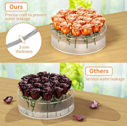 Bulk 1 Pc Clear Acrylic Flower Vase with 12 Holes Floral Arranger Round Vase for Table Centerpiece Home Wedding Decor Wholesale