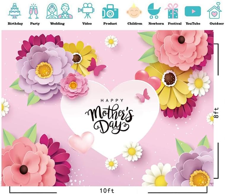 Bulk 7x5ft Mother's Day Banner Background Photography Backdrops for Mother's Day Party Decor and Decoration Wholesale