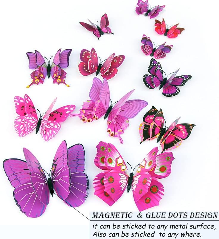 Bulk 24/48 Pcs 3D Butterfly Wall Decor Featuring Magnets, Perfect for Party Decorations Wholesale