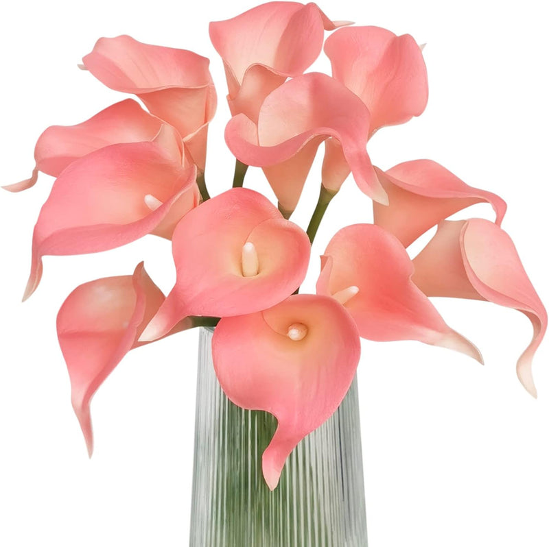 12 Pcs Artificial Calla Lilies Bouquet Stems, 12 Inch Velvety Teal Blue Silk Flowers for Wedding and Home Decor