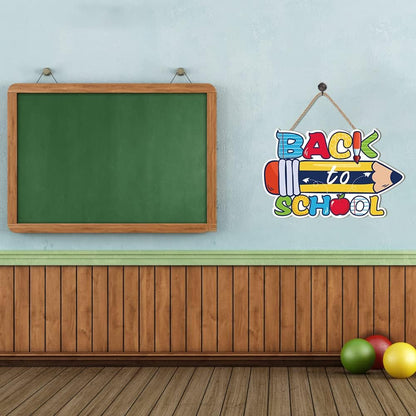 Bulk Cute Pencil Design Wooden Sign 11.81” x 7.48” Back to School Classroom Wall Decor Gift for Teachers Students Wholesale