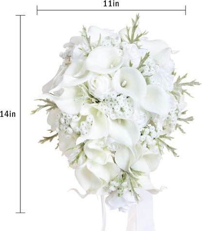 Bulk 2 Pcs Calla Lily Bridal Bouquet Silk Reinforced Stems Shatterproof Petals for Cathedral Weddings Centerpieces Anniversary Wholesale