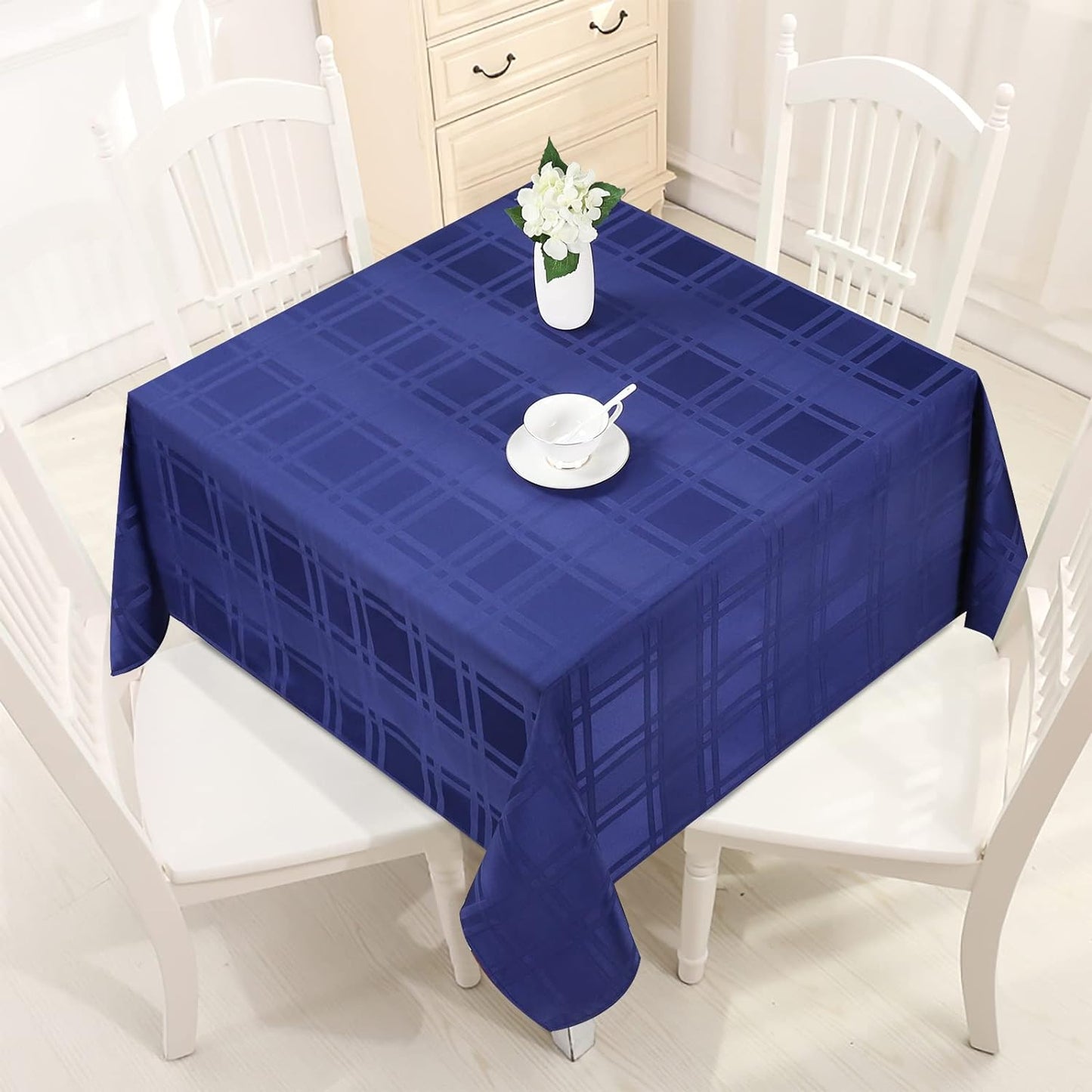 Bulk Solid Plaid Jacquard Spring Tablecloth Wrinkle and Water Resistant, Contemporary Woven Decorative Table Cover for Holiday Events Wholesale