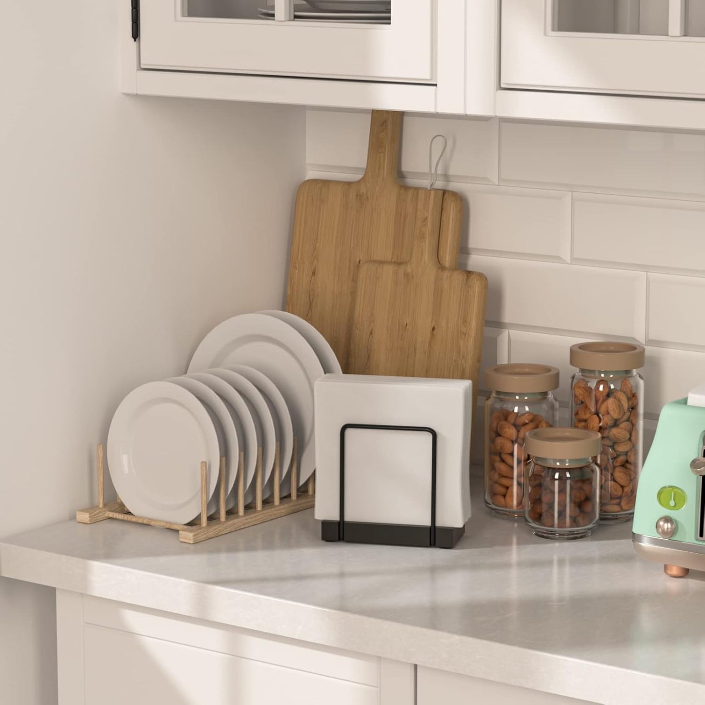 Bulk Table Napkin Holder 2025 Set Bamboo Iron Combo 3 in 1 Organizer Anti-Tip Base Commercial Kitchens Rustic Weddings Wholesale