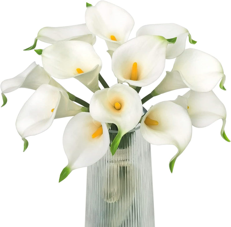 12 Pcs Artificial Calla Lilies Bouquet Stems, 12 Inch Velvety Teal Blue Silk Flowers for Wedding and Home Decor