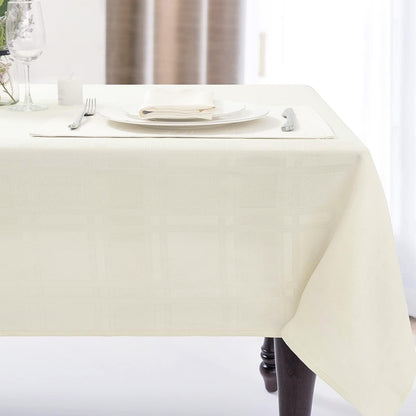 Bulk Solid Plaid Jacquard Spring Tablecloth Wrinkle and Water Resistant, Contemporary Woven Decorative Table Cover for Holiday Events Wholesale