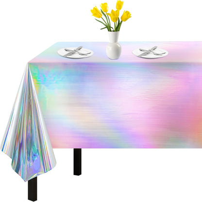 Bulk Vibrant Rainbow Disposable Tablecloth 54x108 Inches Ideal for Birthday Parties Buffets Disco and Mermaid Themed Decor Wholesale