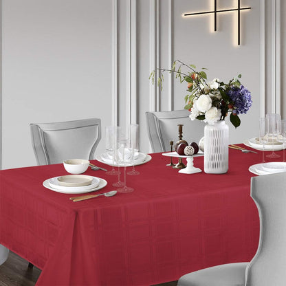Bulk Solid Plaid Jacquard Spring Tablecloth Wrinkle and Water Resistant, Contemporary Woven Decorative Table Cover for Holiday Events Wholesale