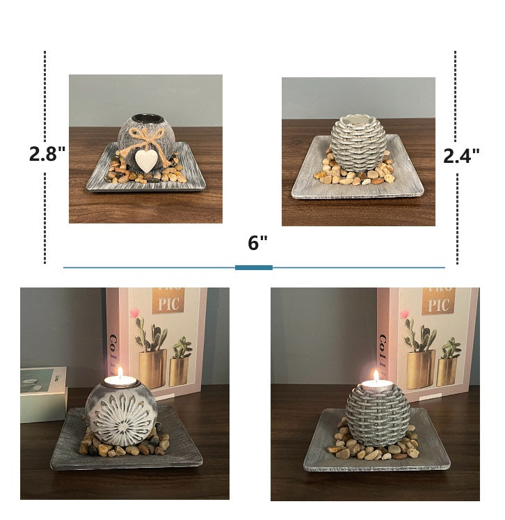 Bulk Wooden Ball-Shaped Candle Holder with Tray Centerpieces for Home Decor Wedding Party Events Wholesale