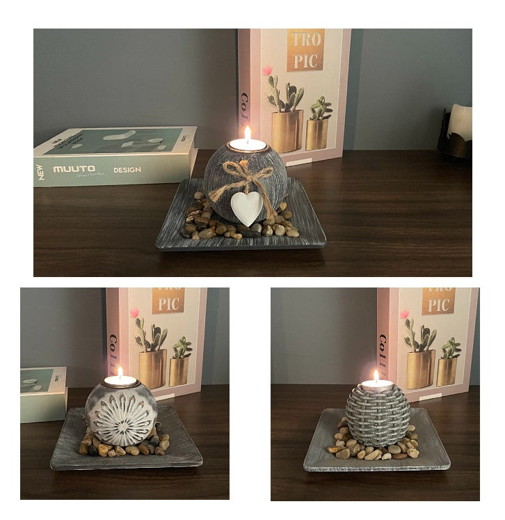 Bulk Wooden Ball-Shaped Candle Holder with Tray Centerpieces for Home Decor Wedding Party Events Wholesale