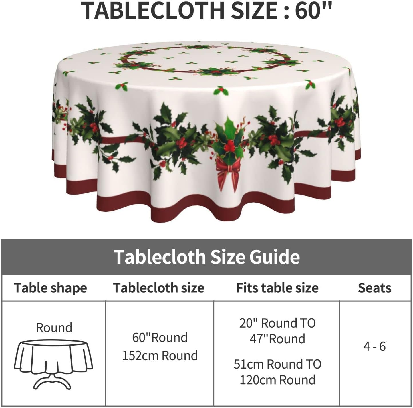 Bulk 60 Inch Round Tablecloth Stain Resistant Polyester Table Cover for Kitchen Dining Buffet Parties and Camping Mandala Design Wholesale
