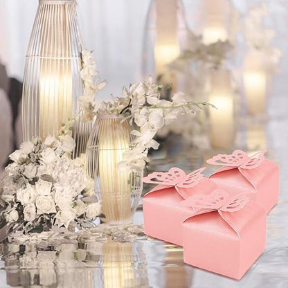 Bulk 50 Pack Favor Boxes with Hollow-out Butterfly for Birthday Party Wedding Thanksgiving Valentine's Day Wholesale