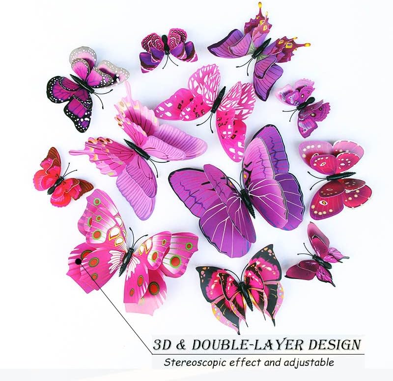 Bulk 24/48 Pcs 3D Butterfly Wall Decor Featuring Magnets, Perfect for Party Decorations Wholesale