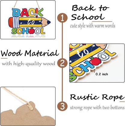 Bulk Cute Pencil Design Wooden Sign 11.81” x 7.48” Back to School Classroom Wall Decor Gift for Teachers Students Wholesale