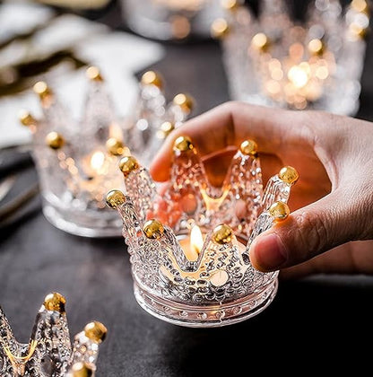 Bulk Crystal Crown Candle Holders with Flameless Tea Light Candles  for Tables Centerpieces Wedding Party Home Decoration Wholesale