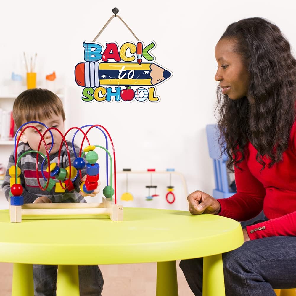 Bulk Cute Pencil Design Wooden Sign 11.81” x 7.48” Back to School Classroom Wall Decor Gift for Teachers Students Wholesale