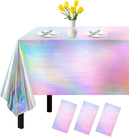 Bulk Vibrant Rainbow Disposable Tablecloth 54x108 Inches Ideal for Birthday Parties Buffets Disco and Mermaid Themed Decor Wholesale