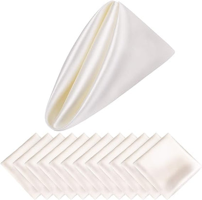 Premium 12 Pack Fade Resistant Satin Napkins Wrinkle Proof Wedding Banquet Decor Silk Finish for Reception Party Table Settings